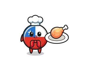 chile flag fried chicken chef cartoon character