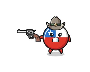 the chile flag cowboy shooting with a gun