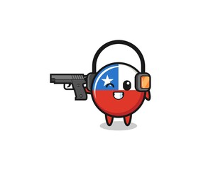 Fototapeta premium illustration of chile flag cartoon doing shooting range
