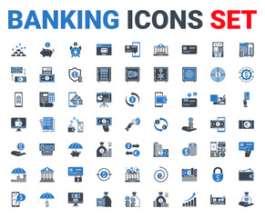 Set banking icons glyph. For mobile concepts and web apps.