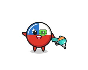 chile flag cartoon as future warrior mascot