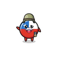 cute chile flag as veteran cartoon