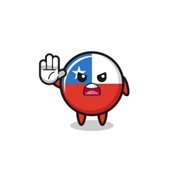 chile flag character doing stop gesture