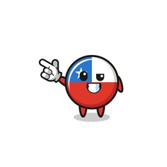 chile flag mascot pointing top left
