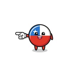 chile flag cartoon with pointing left gesture
