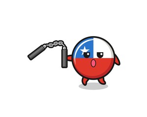 cartoon of chile flag using nunchaku