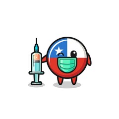 chile flag mascot as vaccinator