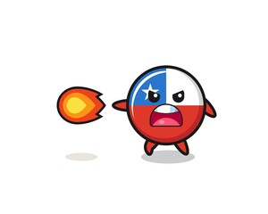 cute chile flag mascot is shooting fire power