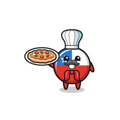 chile flag character as Italian chef mascot