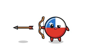 Naklejka na ściany i meble illustration of chile flag character doing archery