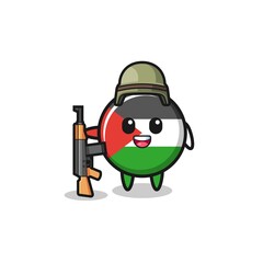 cute palestine flag mascot as a soldier