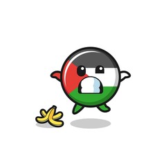 palestine flag cartoon is slip on a banana peel