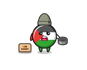 cute palestine flag beggar cartoon character