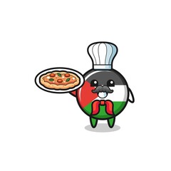 palestine flag character as Italian chef mascot