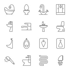 Sanitary engineering flat icon set