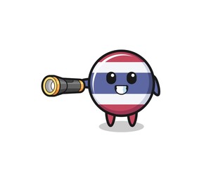 thailand flag mascot holding flashlight