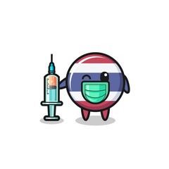 Fototapeta premium thailand flag mascot as vaccinator
