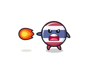 cute thailand flag mascot is shooting fire power