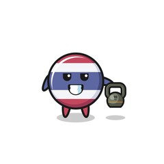 Obraz premium thailand flag mascot lifting kettlebell in the gym
