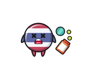 illustration of overdose thailand flag character