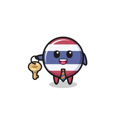 cute thailand flag as a real estate agent mascot