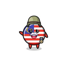 Fototapeta premium cute malaysia flag as veteran cartoon