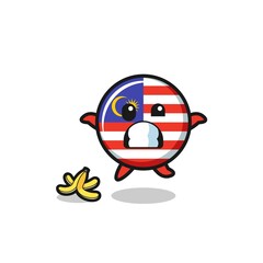 malaysia flag cartoon is slip on a banana peel