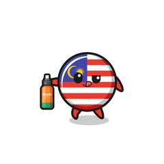 cute malaysia flag holding mosquito repellent