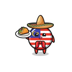 malaysia flag Mexican chef mascot holding a taco
