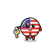 cute malaysia flag as a real estate agent mascot
