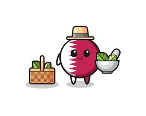 qatar flag herbalist cute cartoon