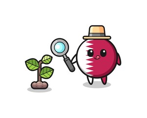 Fototapeta premium cute qatar flag herbalist researching a plants
