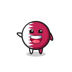 happy qatar flag cute mascot character