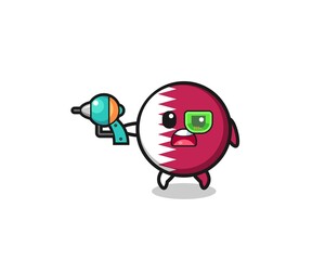 cute qatar flag holding a future gun