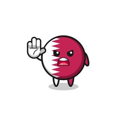qatar flag character doing stop gesture