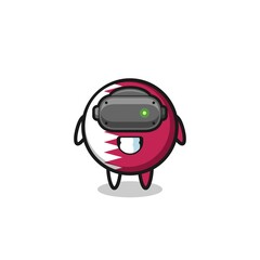 cute qatar flag using VR headset