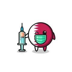 qatar flag mascot as vaccinator