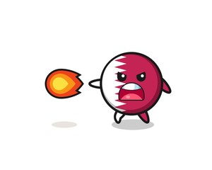 cute qatar flag mascot is shooting fire power