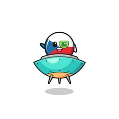 czech flag cartoon riding a future spaceship