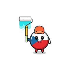 the czech flag painter mascot with a paint roller