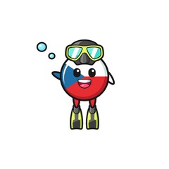 Fototapeta premium the czech flag diver cartoon character