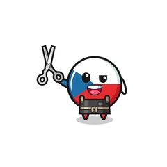 czech flag character as barbershop mascot