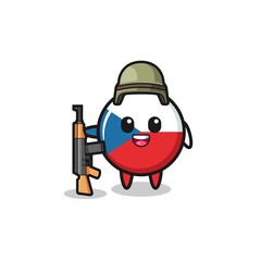cute czech flag mascot as a soldier