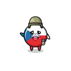 cute czech flag as veteran cartoon