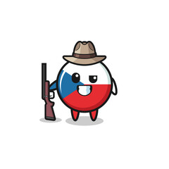 czech flag hunter mascot holding a gun