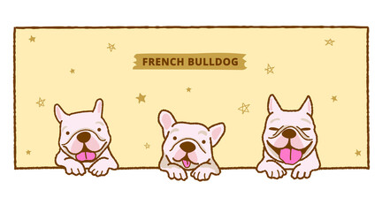 Cartoon French Bulldog illustration background frame