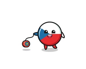 cartoon of cute czech flag playing a yoyo