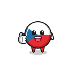 czech flag mascot doing thumbs up gesture