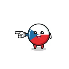 czech flag cartoon with pointing left gesture