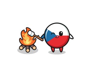 czech flag character is burning marshmallow